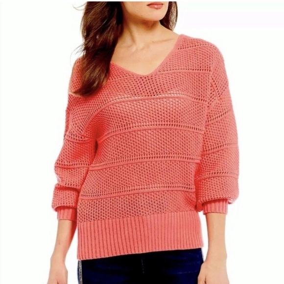 Tommy Bahama Channel Isle Cotton Spring Summer Sweater Size S/P Coral Pink - Picture 1 of 5